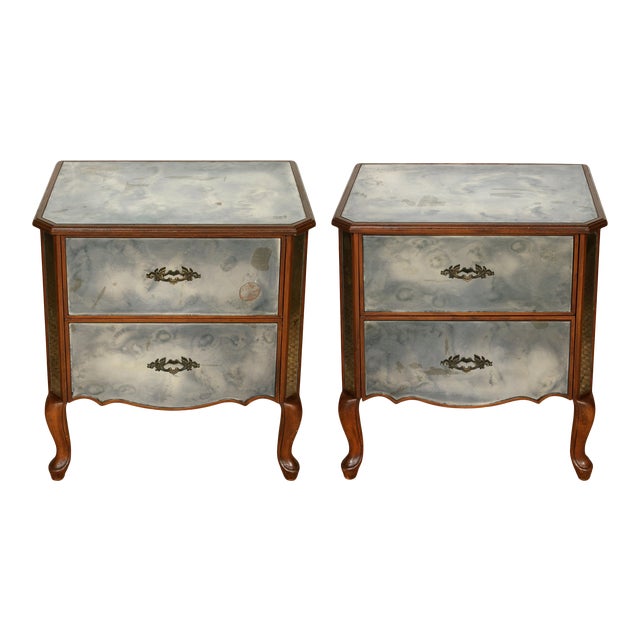 Venetian Style Mirrored Nightstands - a Pair For Sale