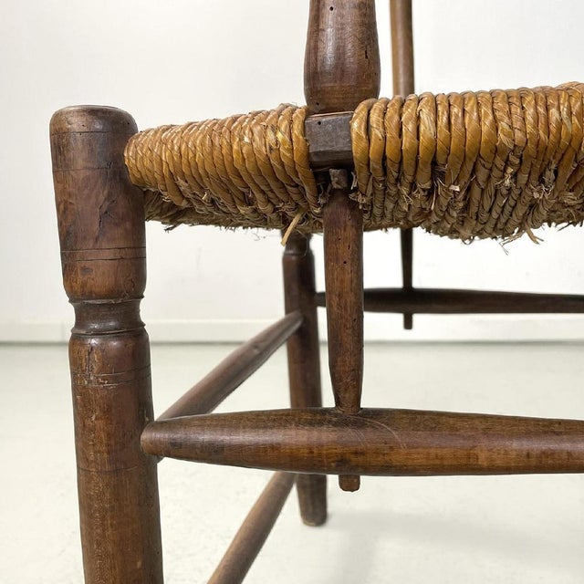 French Wood Oak and Straw Chair with Armrests Decorations, 1890s For Sale - Image 10 of 18
