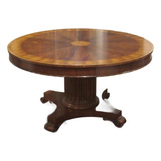 1990s Ethan Allen Flame Mahogany Round Kitchen Dining Room Table Amazing For Sale