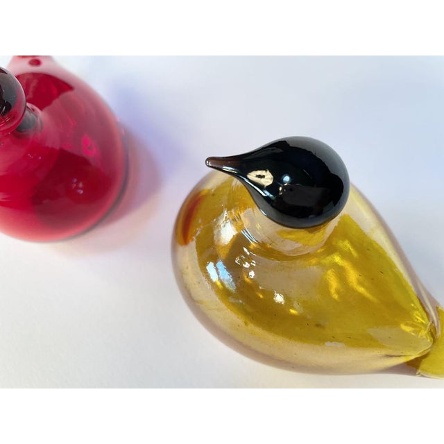 Red Tirri Mouth-Blown Glass Art Birds by Oiva Toikka for Iittala, Finland 1980s, Set of 2 For Sale - Image 8 of 18