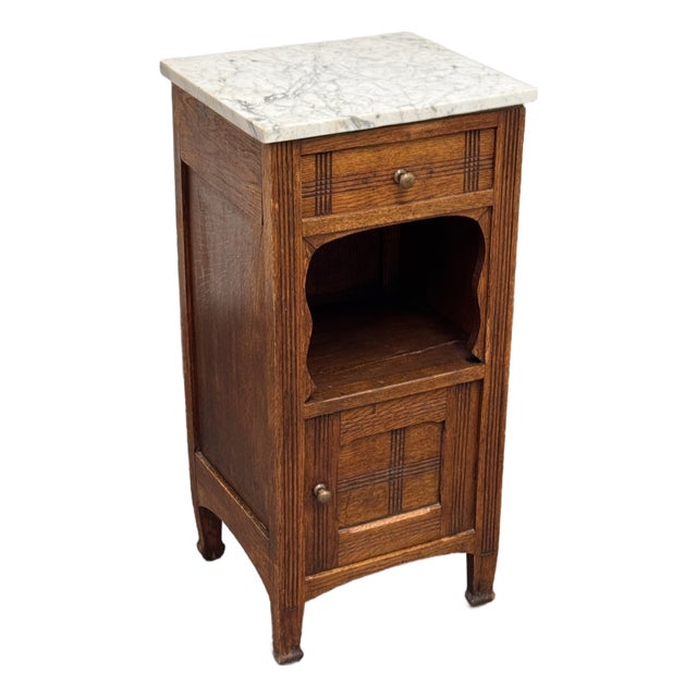 French Art Deco Oak Side Table, Antique For Sale