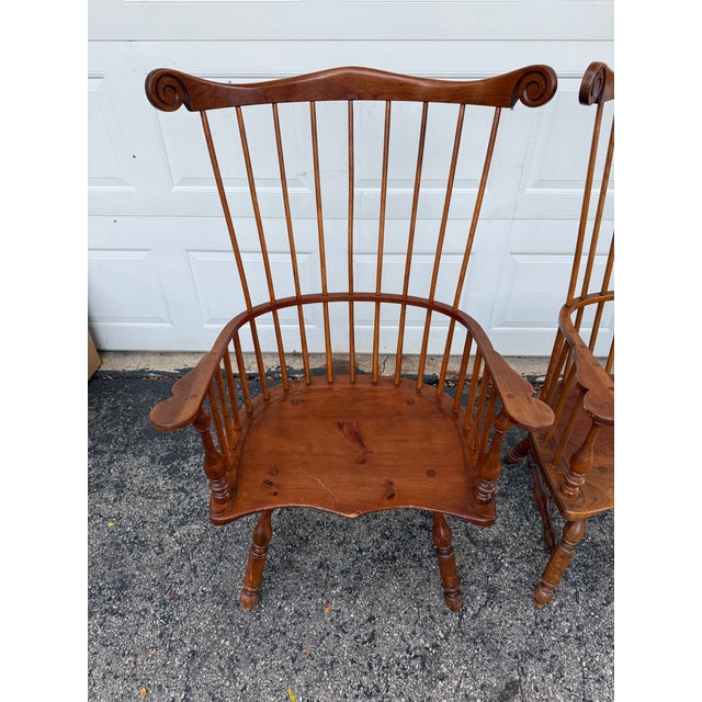 American Stickley Comb Back Windsor Arm Chairs- A Pair For Sale - Image 3 of 12