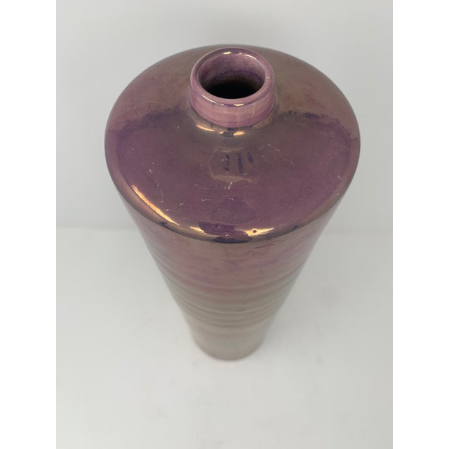 Mauve 1990s Iridescent Tapered Vase For Sale - Image 8 of 11