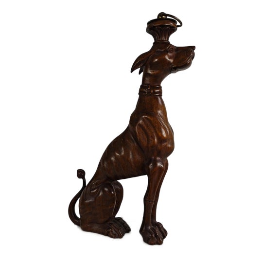 Hand-Carved Wooden Greyhound Statue, 20th Century For Sale