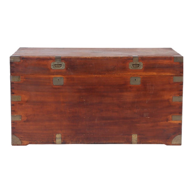 Late 19th Century Campaign Marine Chest in Camphor Wood For Sale