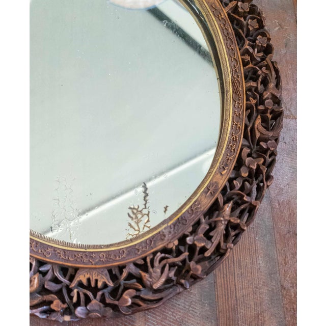 19th Century Chinese Canton Export Carved Reticulated Mirror Frame With Birds For Sale In New York - Image 6 of 18