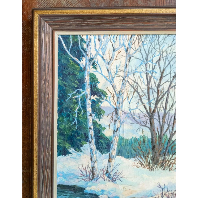 Modern Early 20th Century American Impressionist Modernist Winter Landscape by Walt Trag For Sale - Image 3 of 15