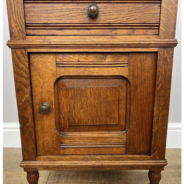Wood Antique French Oak Bedside Table with Marble Top For Sale - Image 7 of 14