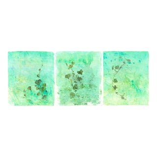 Ivy 12*14r Gallery Set (3) Original Abstract Paintings by Carrie Bergey, Green Yellow Blue Art - Set of 3 For Sale