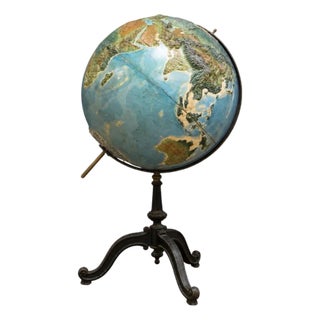 20th Century American Metal and Paper Raised Relief Globe For Sale