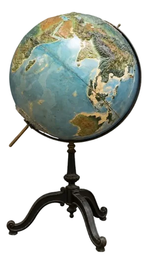 20th Century American Metal and Paper Raised Relief Globe