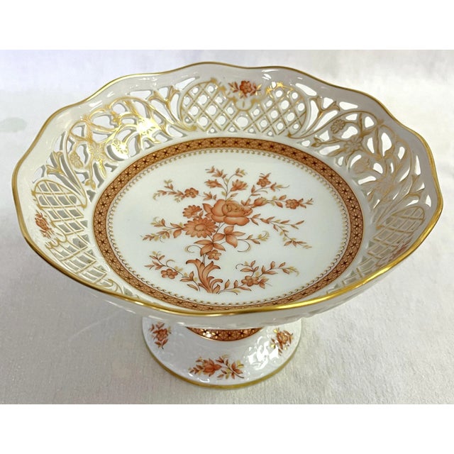 Vintage Bavaria Schumann Arzberg Germany Reticulated Porcelain Compote Dish For Sale - Image 13 of 13