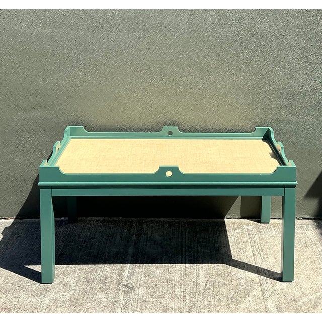 Vintage Oomph Lacquered Coffee Table With Seagrass Top For Sale - Image 4 of 12