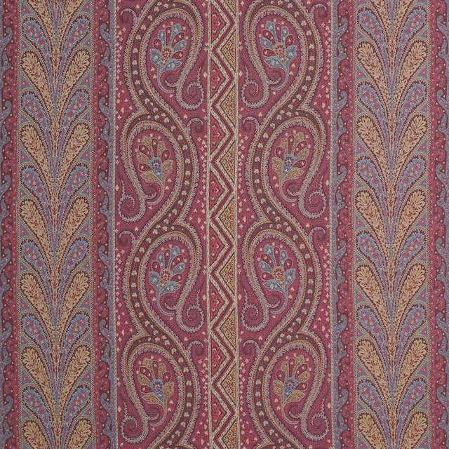 Schumacher Chatelaine Paisley Fabric in Magenta For Sale