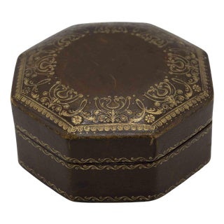 Octagonal Leather Box, 1950s For Sale