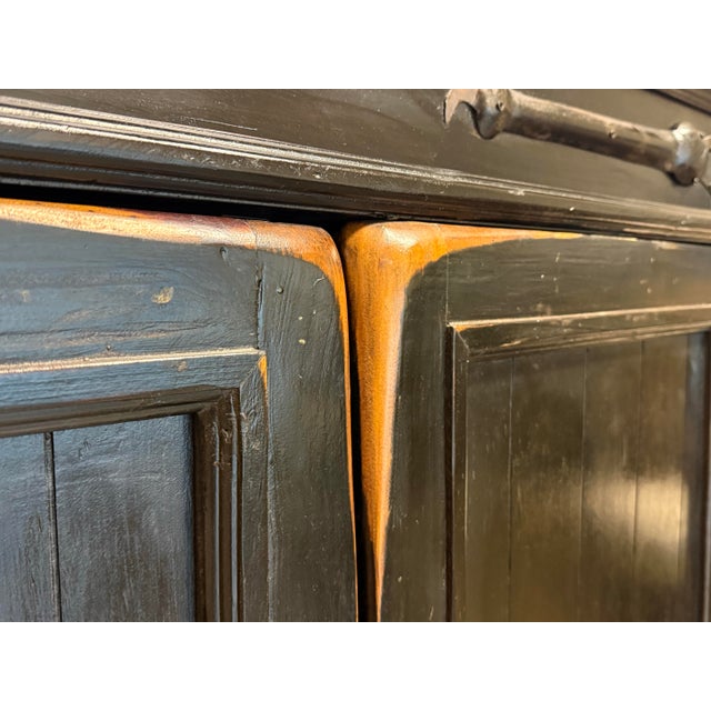 Black Asian-Inspired Black Wood Armoire/ Media Center, Vintage For Sale - Image 8 of 12