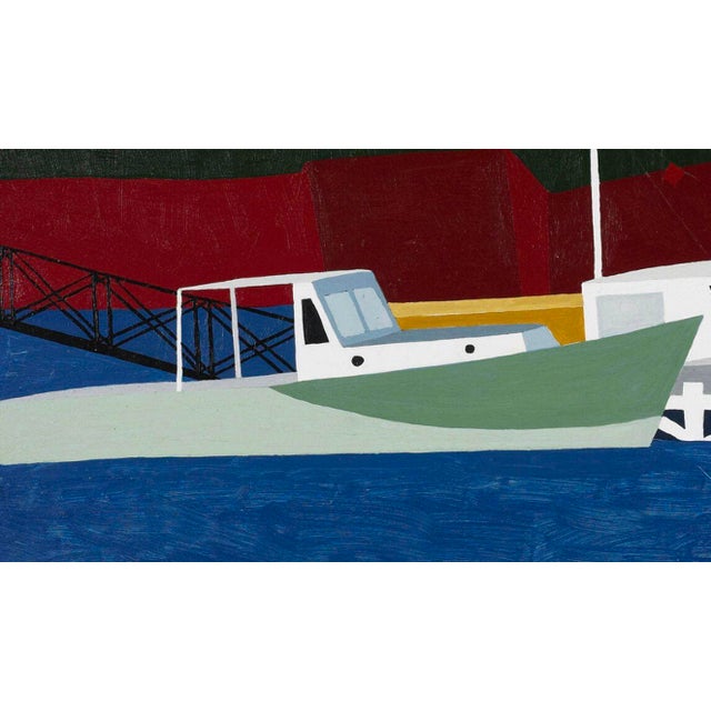 Mid-Century Modern 1950s Robert Herrmann Boats Original Seascape Painting For Sale - Image 3 of 4
