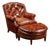 Vintage Tufted Leather Chesterfield Armchair and Ottoman by Hickory Chair For Sale