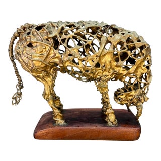 Mid-Century Spanish Brutalist Bull Sculpture, Attributed to Manuel Revelles For Sale