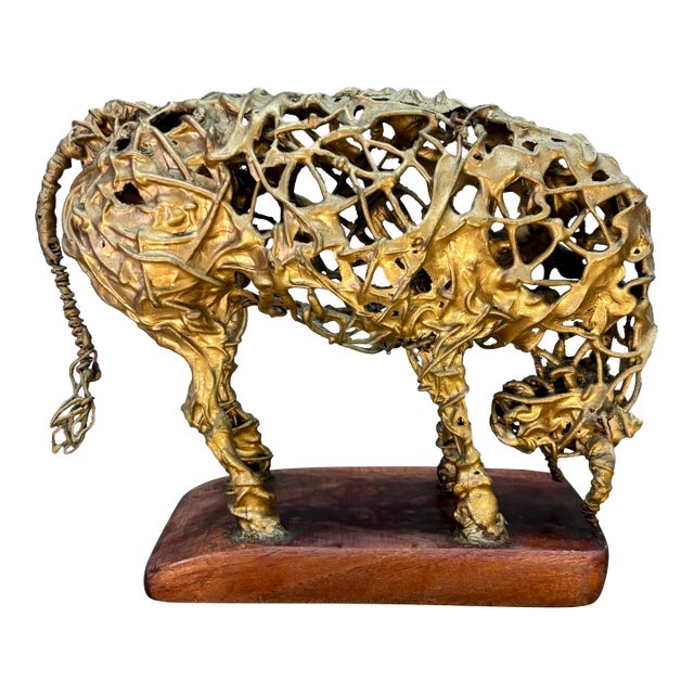Mid-Century Spanish Brutalist Bull Sculpture, Attributed to Manuel Revelles For Sale