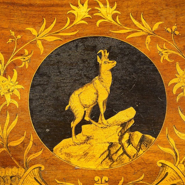 Wood Nutwood Edelweis Marquetry Chair, Brienz, Swiss, 1900s For Sale - Image 7 of 12