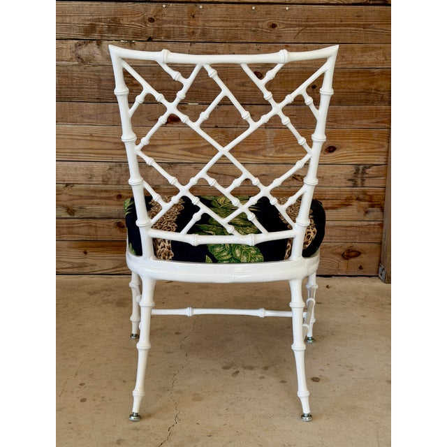 Phyllis Morris Vintage Regency Phyllis Morris Faux Bamboo Lattice Lounge Chair For Sale - Image 4 of 10