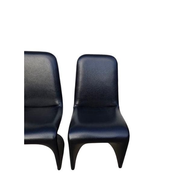 Vintage Mid Century Faux Snakeskin Cantilever S Side Chairs Panton 1-2-3 Style For Sale - Image 10 of 14
