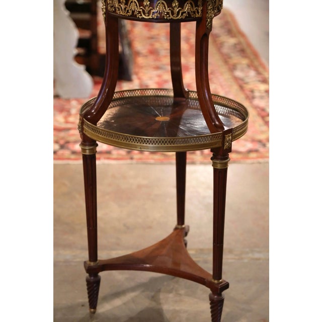 19th Century French Louis XVI Mahogany and Bronze Two-Tier Bouillotte Table For Sale - Image 4 of 9