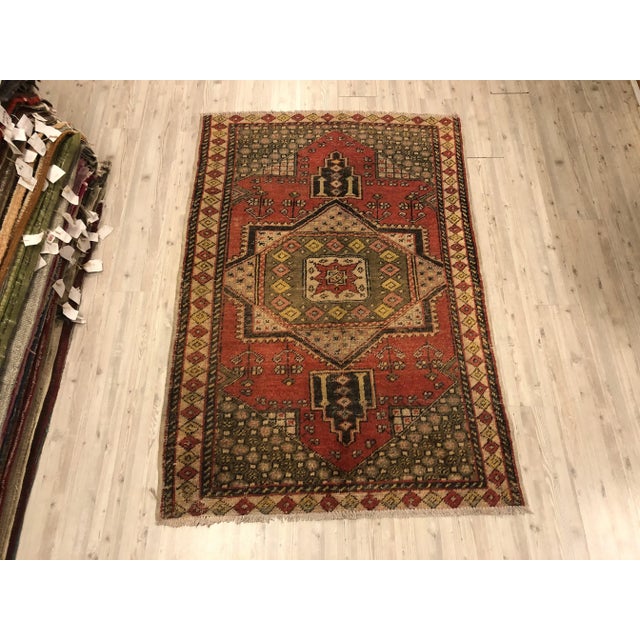 Tribal Anatolian Handmade Red Bohemian Rug For Sale - Image 4 of 11