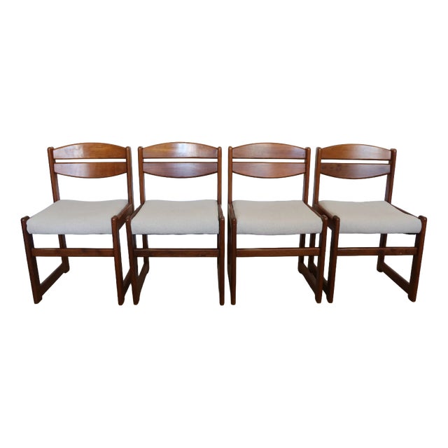 Vintage Chairs in Cotton and Linen Upholstery, 1970s, Set of 4 For Sale
