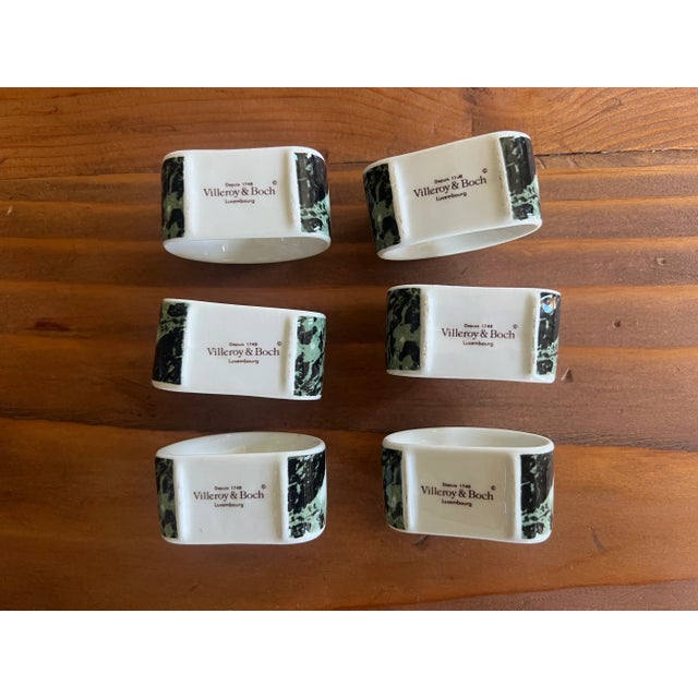 Villeroy & Boch Luxembourg Marbled Porcelain Napkin Rings - Set of 6 For Sale - Image 10 of 11