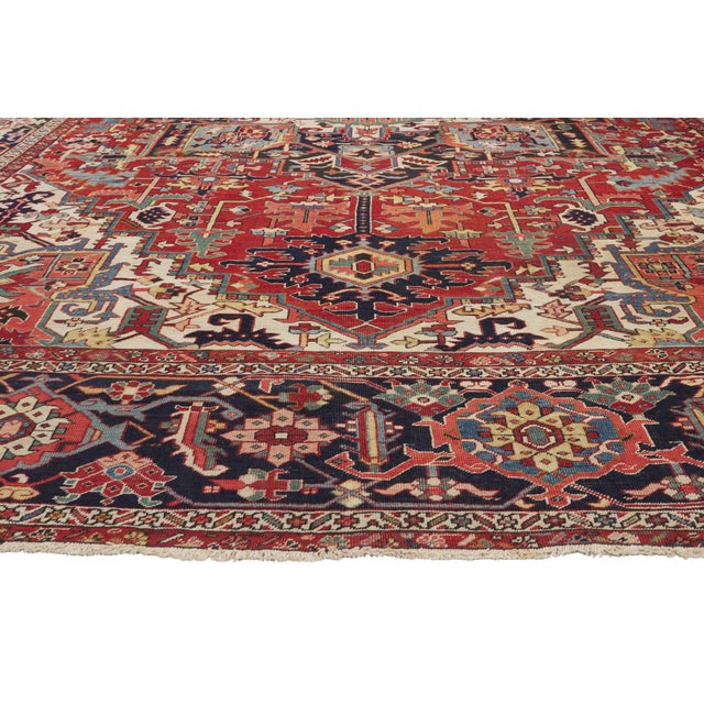 Late 19th Century Persian Serapi Rug, 11'09 X 14'10 For Sale - Image 4 of 10