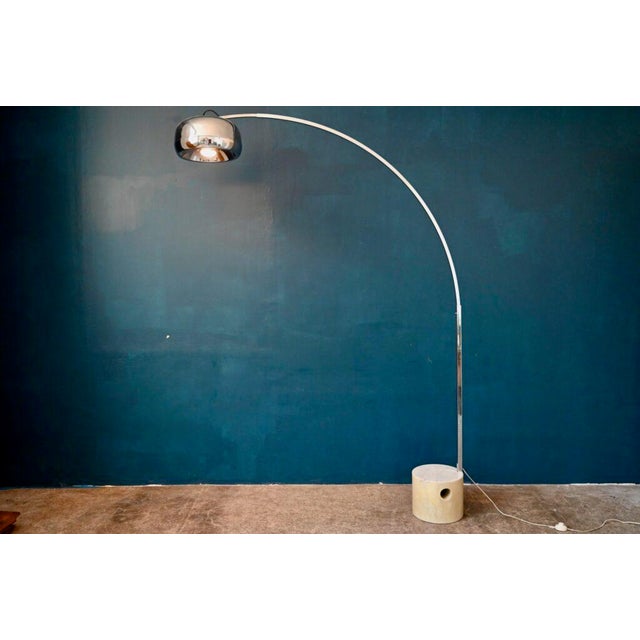 Silver Italian Space Age Arc Floor Lamp in Marble and Chrome, 1970s For Sale - Image 8 of 16
