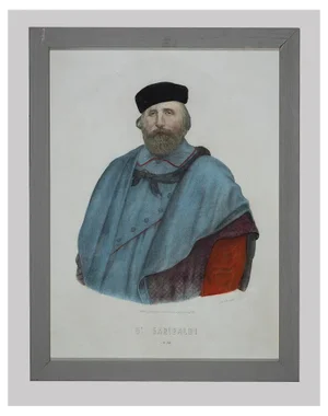 Unknown, Portrait of Giuseppe Garibaldi, Lithograph, 19th Century, Framed