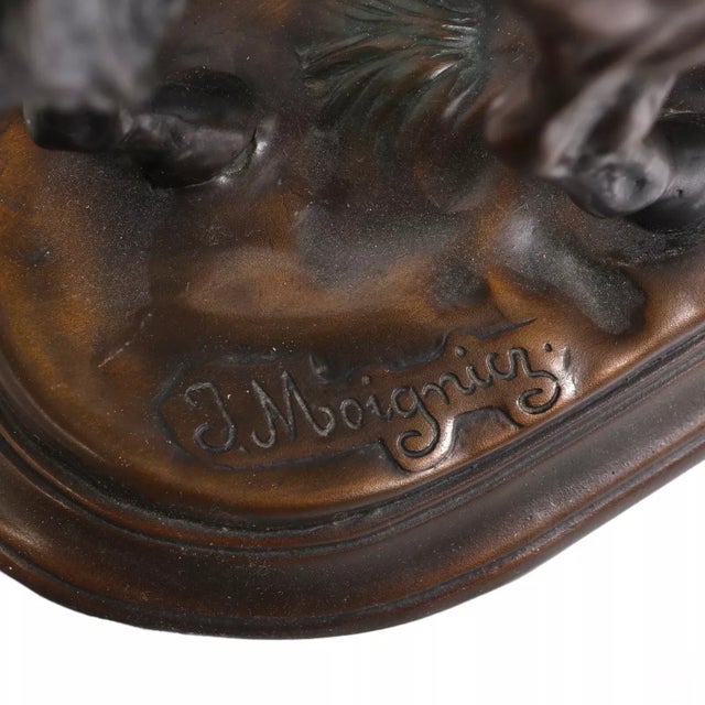 20th C. Race Horses, Patinated, Jules Moigniez (Fr. 1835-1894), Antique Bronze Statues - Set of 2 For Sale - Image 12 of 12