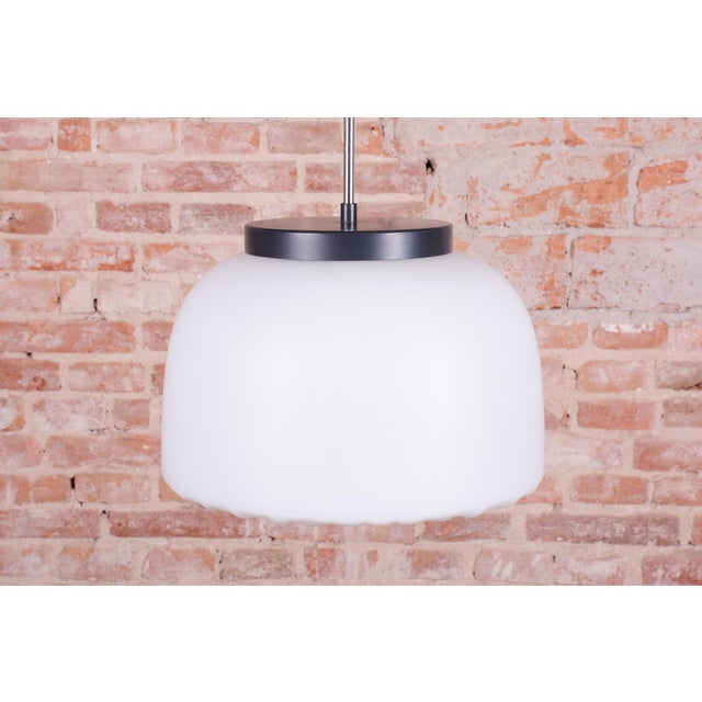 Mid-Century Modern Mid-Century Chandelier in Chrome and Opaline Glass, Czech, 1950s For Sale - Image 3 of 14