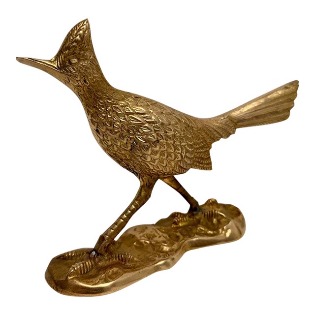 Vintage Mid Century Brass Roadrunner Bird Sculpture For Sale