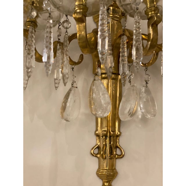 1920s Neoclassical Four Light Gilt Bronze Sconces - a Pair For Sale - Image 9 of 9