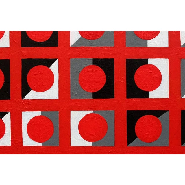 Paint "Red Circles Composition" Original Acrylic Painting on Canvas by Natalia Bessonova For Sale - Image 7 of 7