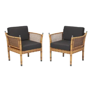 Pair of Faux Bamboo Armchairs in Style of Galerie Maison Et Jardin