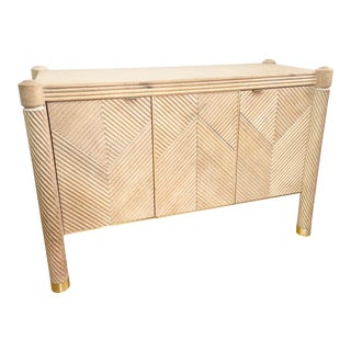 1980s Modernist Pencil Reed Coastal Style Credenza For Sale