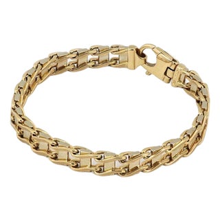 Mid 20th Century 14k Two-Tone Double Sided Gold Link Bracelet For Sale