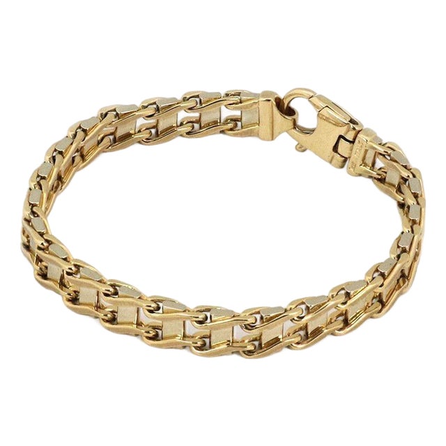 Mid 20th Century 14k Two-Tone Double Sided Gold Link Bracelet For Sale