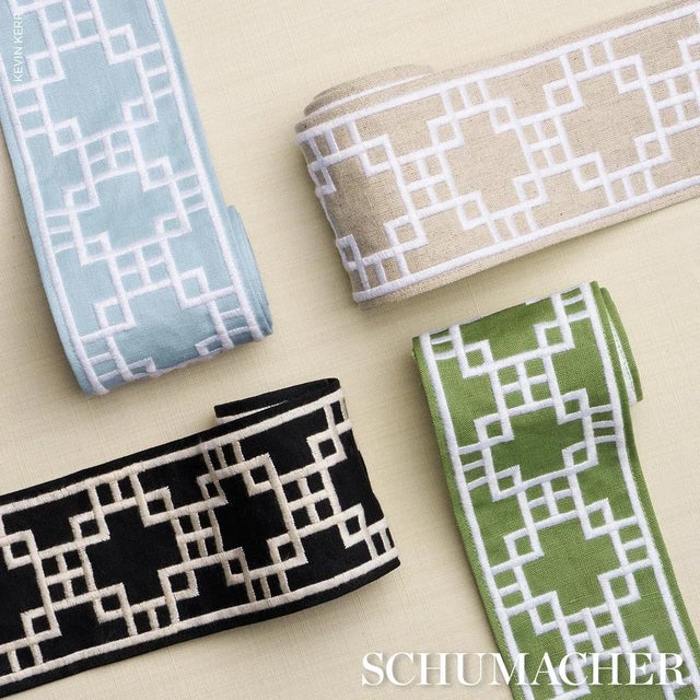 Schumacher SAMPLE - Schumacher Squared Away Trellis Tape In Natural For Sale - Image 4 of 4