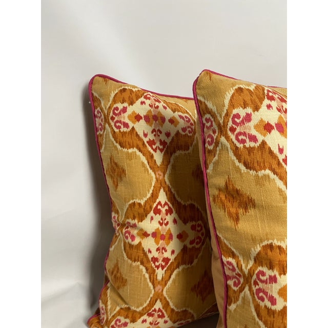 Mid-Century Modern Fabricut Ikat Esc Brown Pillows - Pair For Sale - Image 3 of 13