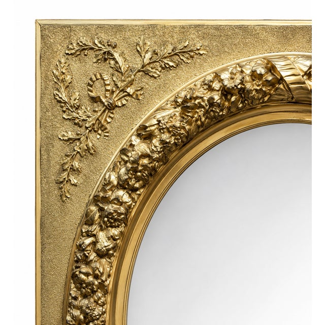 Large 20th Century French Louis XVI Wall Mirror in Giltwood, 1890s For Sale - Image 4 of 7