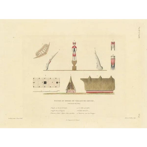 Duperrey, Pagoda and Idols from the Village of Likiliki, New Ireland, Print For Sale - Image 3 of 6