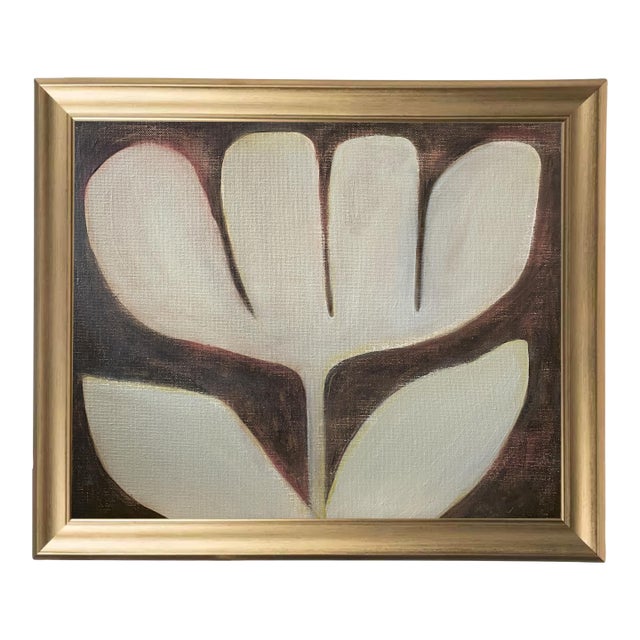 Original Framed Acrylic Botanical Painting, Organic Boho Art Floral Wall Art by Tatiana Duperault For Sale