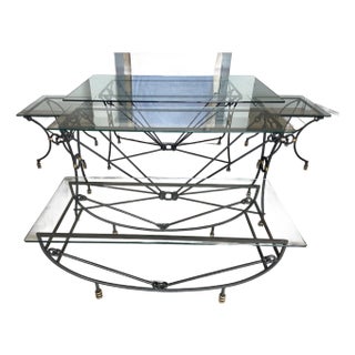 1980s 5-Piece Giacometti Style Brutalist Iron Table Suite - Set of 5 For Sale