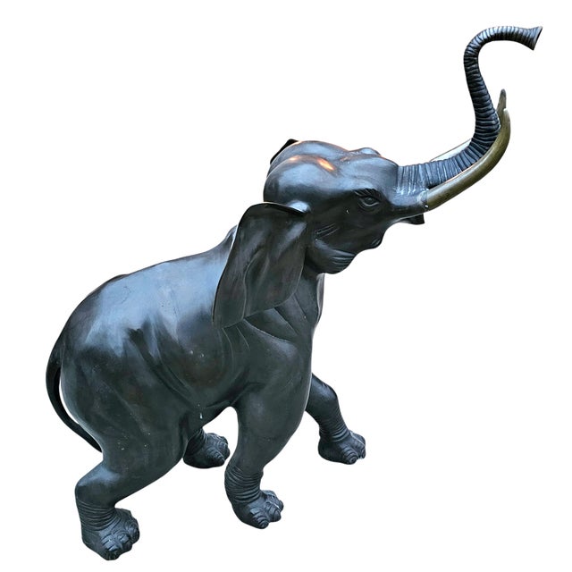 Art Deco Vintage 42.5" H Bronze Elephant Statue For Sale - Image 3 of 7